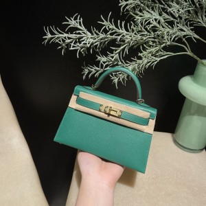 hermes mini kelly 19cm 二代 epsom皮 U4丝绒绿 金扣(hermes mini kelly二代尺寸)