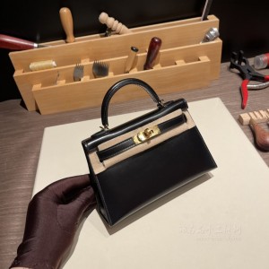 hermes mini kelly 19cm 二代 box皮 89黑色金扣(hermes mini pop h)