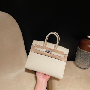 hermes birkin Sellier 25cm epsom皮 外缝 10奶昔白 银扣(爱马仕herbag外缝和内缝的区别)