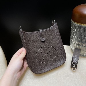 hermes Evelyne mini 16cm 伊芙琳TC Clemence皮 47巧克力色