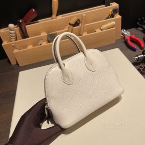 hermes bolide mini 18cm 保龄球 山羊皮Chevre i2奶油白 金扣(爱马仕保龄球mini尺寸)