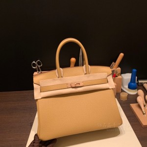 hermes birkin 30cm 铂金包 togo皮 4B饼干色 玫瑰金(hermes铂金包多少钱)