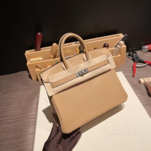 hermes birkin 25cm 铂金包 swift皮 0M玛萨拉茶色 银扣