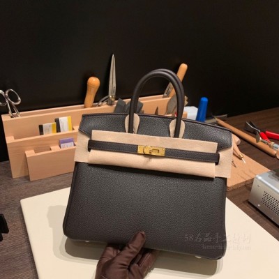 hermes birkin 25cm 铂金包 <strong>togo</strong>皮 46乌木色金扣(hermes铂金包多少钱)
