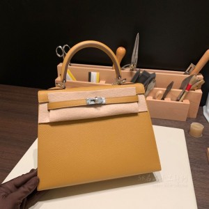 hermes kelly 25cm 凯莉包 epsom皮 2S芝麻色 银扣(爱马仕凯莉包二代尺寸)