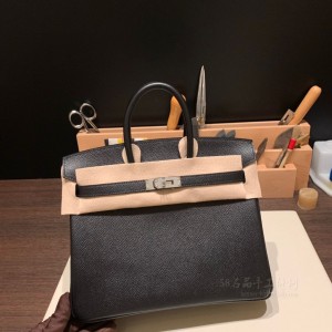 hermes birkin 25cm 铂金包 epsom皮 89黑色银扣(爱马仕(hermes)birkin铂金包)