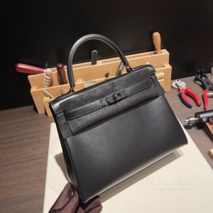 hermes kelly 28cm 凯莉包 box皮 89黑色黑扣