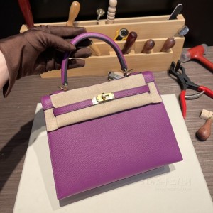 hermes kelly 25cm 凯莉包 epsom皮 P9海葵紫 金扣(爱马仕凯莉包的正确背法)