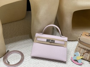 hermes mini kelly 19cm 二代 epsom皮 09梦幻粉紫 银扣(hermes kelly pocket)