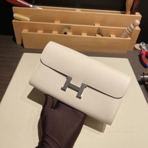 hermes Constance wallet 康康长夹钱包epsom皮皮 10奶昔白 银扣(hermes康康包价格) 图片