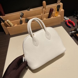 hermes bolide mini 18cm 保龄球 山羊皮Chevre 01内拼4B饼干色 金扣