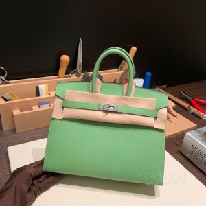 hermes birkin Sellier 25cm epsom皮 外缝 3I牛油果绿 银扣(爱马仕birkin牛油果绿)