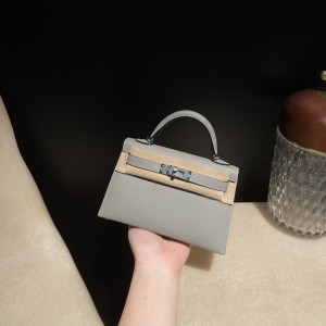 hermes mini kelly 19cm 二代 epsom皮 4Z海鸥灰 银扣(hermes mini kelly价格)