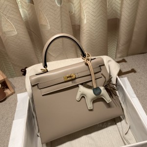 hermes kelly 25cm 凯莉包 box皮 81斑鸠灰 金扣(爱马仕凯莉包内部细节)