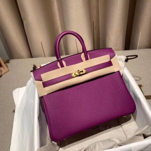 hermes birkin 25cm 铂金包 togo皮 P9海葵紫 金扣(爱马仕p9海葵紫价格)