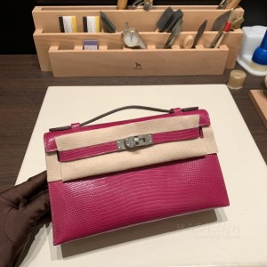 hermes mini kelly Pochette 21cm 一代 lizard蜥蜴皮 托斯卡紫 银扣(爱马仕紫色蜥蜴皮) 尺寸