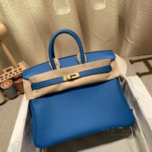 hermes birkin 25cm 铂金包 togo皮 B3坦桑尼亚蓝 金扣(hermes birkin30)