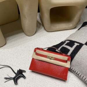 hermes mini kelly Pochette 21cm 一代 lizard蜥蜴皮 Q5中国红 金扣(爱马仕蜥蜴皮铂金包) 高仿