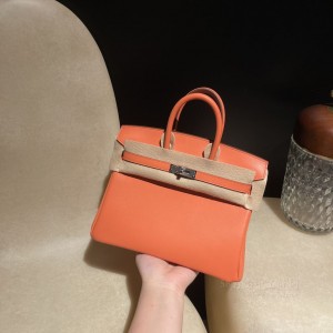 hermes birkin 25cm 铂金包 swift皮 L5龙虾粉 银扣