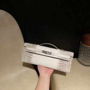 hermes kelly cut 31cm 凯莉手包晚妆包 尼罗鳄鱼皮nilo crocodile Matte雾面 1B 喜马拉雅 高仿