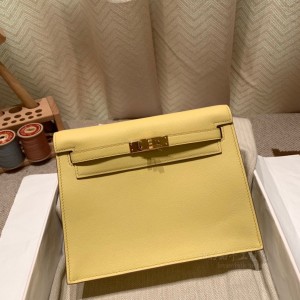 hermes kelly Danse 跳舞包 swift皮 1Z小鸡黄 金扣