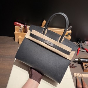 hermes birkin 30cm 铂金包 外缝 Madame 89黑色Noir 银扣(hermes铂金包包)