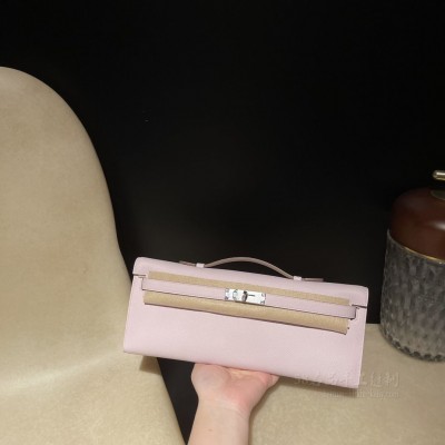hermes kelly cut 31cm 凯莉手包晚妆包 <strong>Swift</strong>皮 09梦幻粉紫 银扣 官网