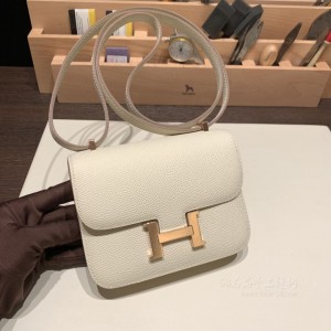 hermes Constance mini 14cm 康康 空姐包 epsom皮 10奶昔白 玫瑰金扣(爱马仕康康包为什么叫空姐包)