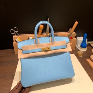 hermes birkin 25cm 铂金包 epsom皮 7N糖果蓝 金扣(爱马仕蓝色铂金包多少钱)