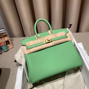 hermes birkin 25cm 铂金包 togo皮 3I牛油果绿金扣(爱马仕birkin铂金包)