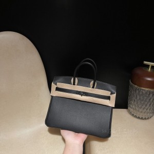 hermes birkin 25cm 铂金包 swift皮 89黑色黑扣black(爱马仕铂金包扣是金的吗)