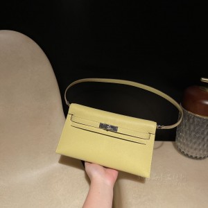 hermes kelly elan 腋下包 山羊皮Chevre 腋下包 1Z小鸡黄银扣 高仿