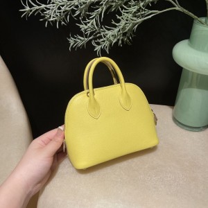 hermes bolide mini 18cm 保龄球 evercolor皮 9R柠檬黄 金扣(爱马仕保龄球包需要配货吗)