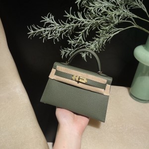 hermes mini kelly 19cm 二代 epsom皮 2Q英国绿 金扣(hermes mini kelly二代尺寸)