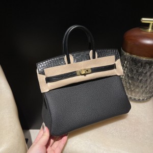 hermes birkin Touch 25cm togo皮拼美洲鳄鱼 89黑色 金扣(爱马仕鳄鱼皮birkin30)