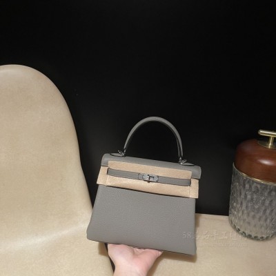 hermes kelly 25cm 凯莉包 <strong>togo</strong>皮 0L积雨云灰