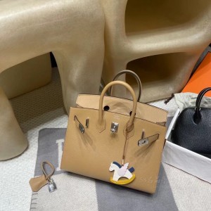 hermes birkin Sellier 25cm epsom皮 外缝 0M玛莎拉茶色银(hermes sacabar)