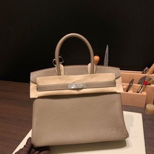 hermes birkin 30cm 铂金包 togo皮 18大象灰 银扣(爱马仕birkin大象灰金扣价格)