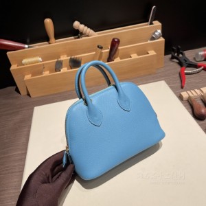 hermes bolide mini 18cm 保龄球 evercolor皮 p3北方蓝(保龄球蓝色)