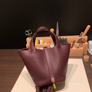 hermes picotin Lock 18cm 菜篮子 TC Clemence皮 0G马鞍红 金扣(爱马仕菜篮子的扣法)