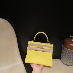 hermes kelly 25cm 凯莉包 swift皮 9R柠檬黄 Lime(hermes凯莉包mini)