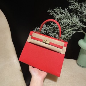 hermes kelly 25cm 凯莉包 epsom皮 S3心红 金扣