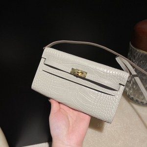 hermes kelly to go Alligator美洲鳄鱼皮 Matte雾面 8L冰川白 金扣(hermes 鳄鱼皮birkin) 高仿