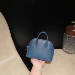 hermes bolide mini 18cm 保龄球 山羊皮Chevre 1P 鸭子蓝 银扣