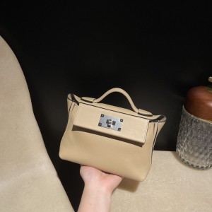 hermes kelly 2424 mini evercolor皮拼swift皮 S2风衣灰 银扣(爱马仕风衣灰birkin30)