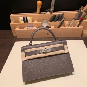 hermes mini kelly 19cm 二代 epsom皮 8F锡器灰 银扣(hermes cinhetic)