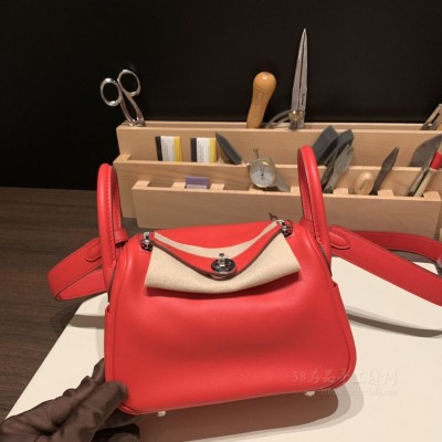 hermes Lindy mini 琳迪 <strong>Swift</strong>皮 S3心红 银扣(爱马仕琳迪包是什么皮质)
