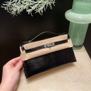 hermes mini kelly Pochette 21cm 一代 lizard蜥蜴皮 小极品 89黑色 银扣(爱马仕蜥蜴皮包价位) 尺寸