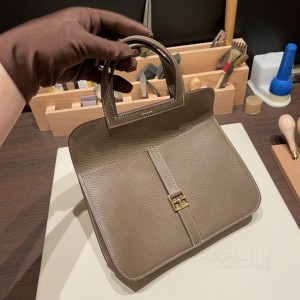 hermes Halzan 25cm TC Clemence皮 18大象灰 金扣(爱马仕大象灰包包官网价格)