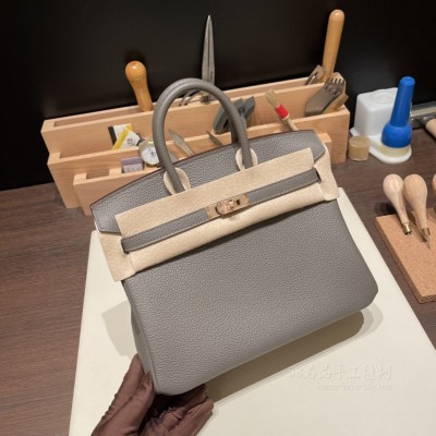 hermes birkin 25cm 铂金包 <strong>togo</strong>皮 8F锡器灰 金扣